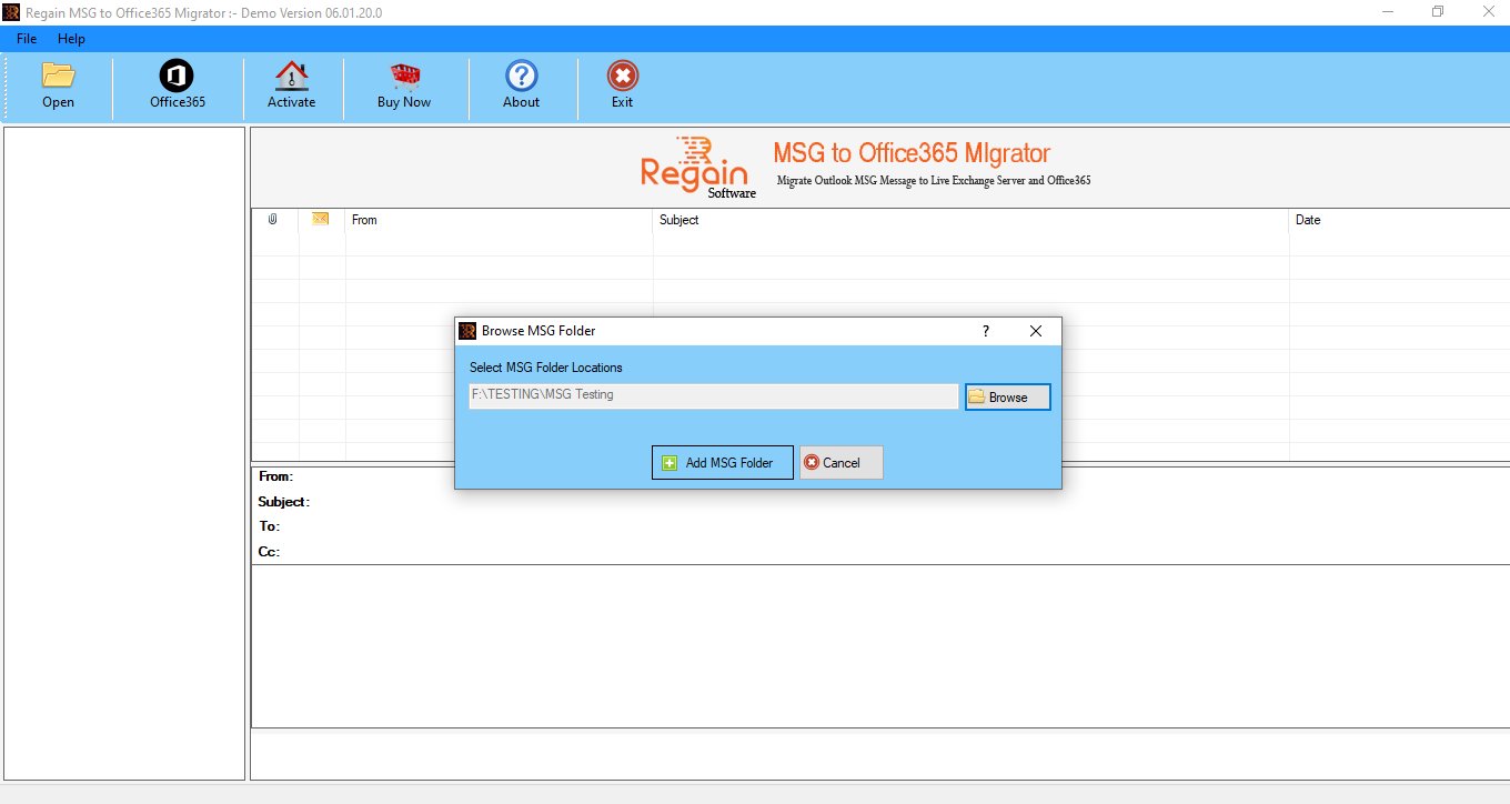 Regain MSG to Office 365 Migrator Download