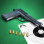Pistol shooting at the target. Weapon simulator Icon